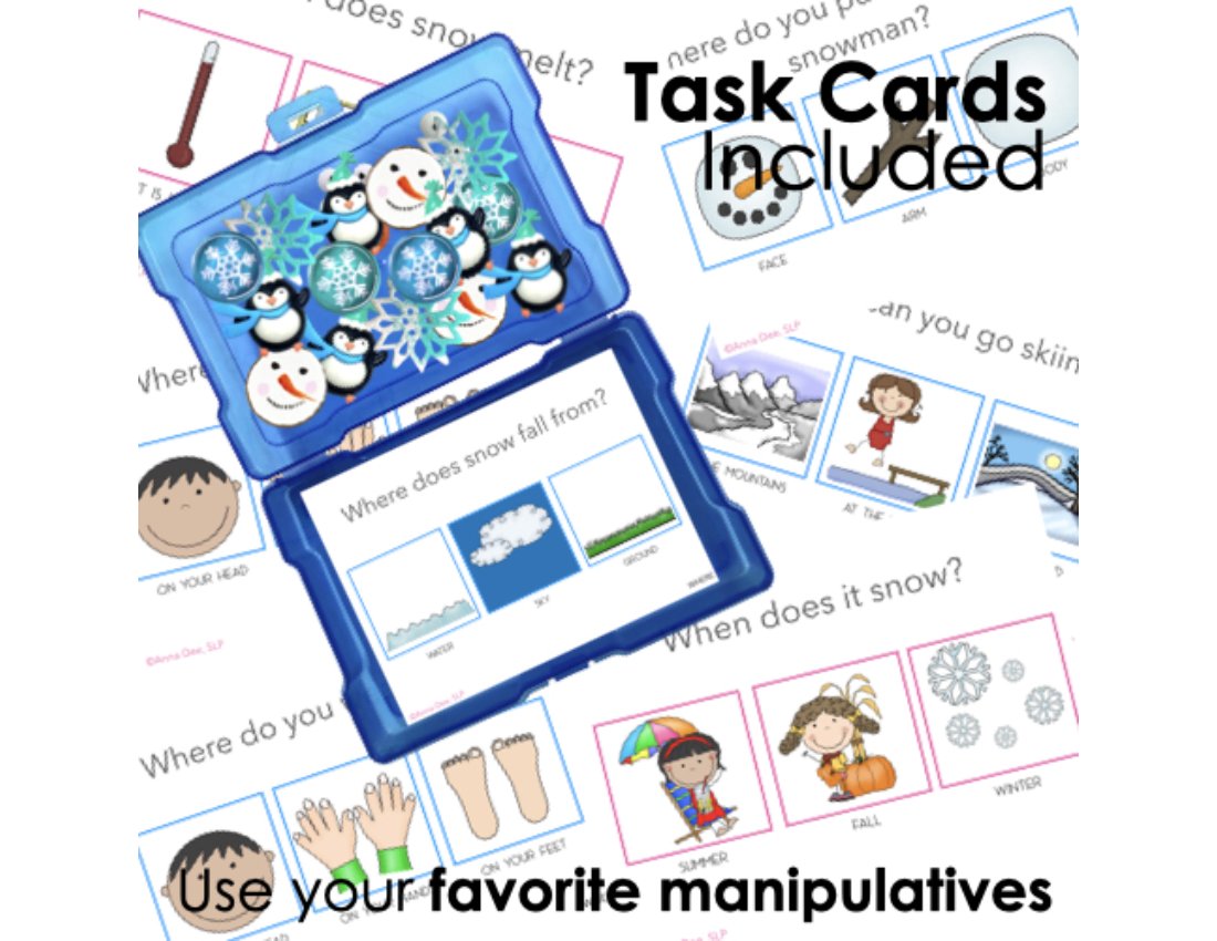 Winter WH Questions and PlayDough Mats for speech therapy preview page 3