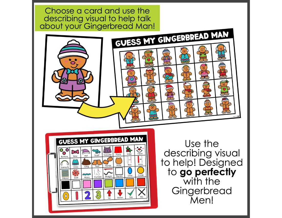 Christmas Gingerbread Describing Game for speech therapy preview page 3