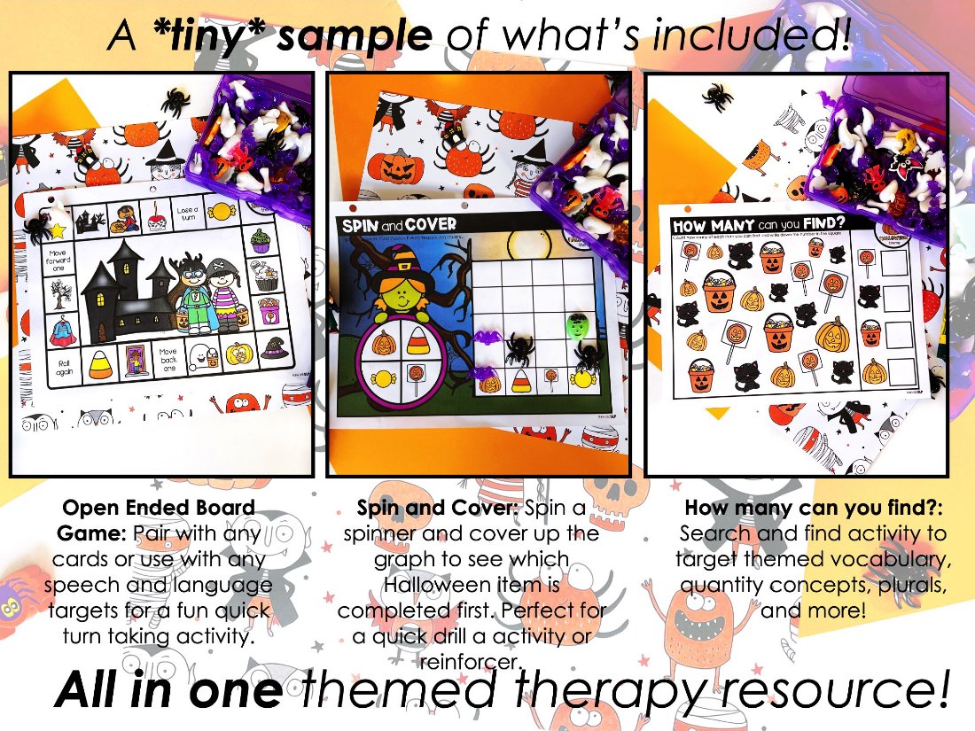 Halloween Activities and Worksheets for speech therapy preview page 7