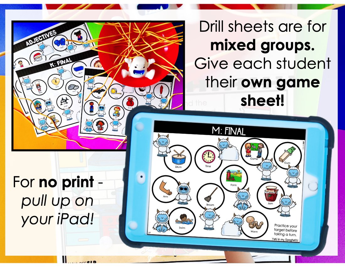 Yeti in my Spaghetti Story and Game Bundle for speech therapy preview page 5