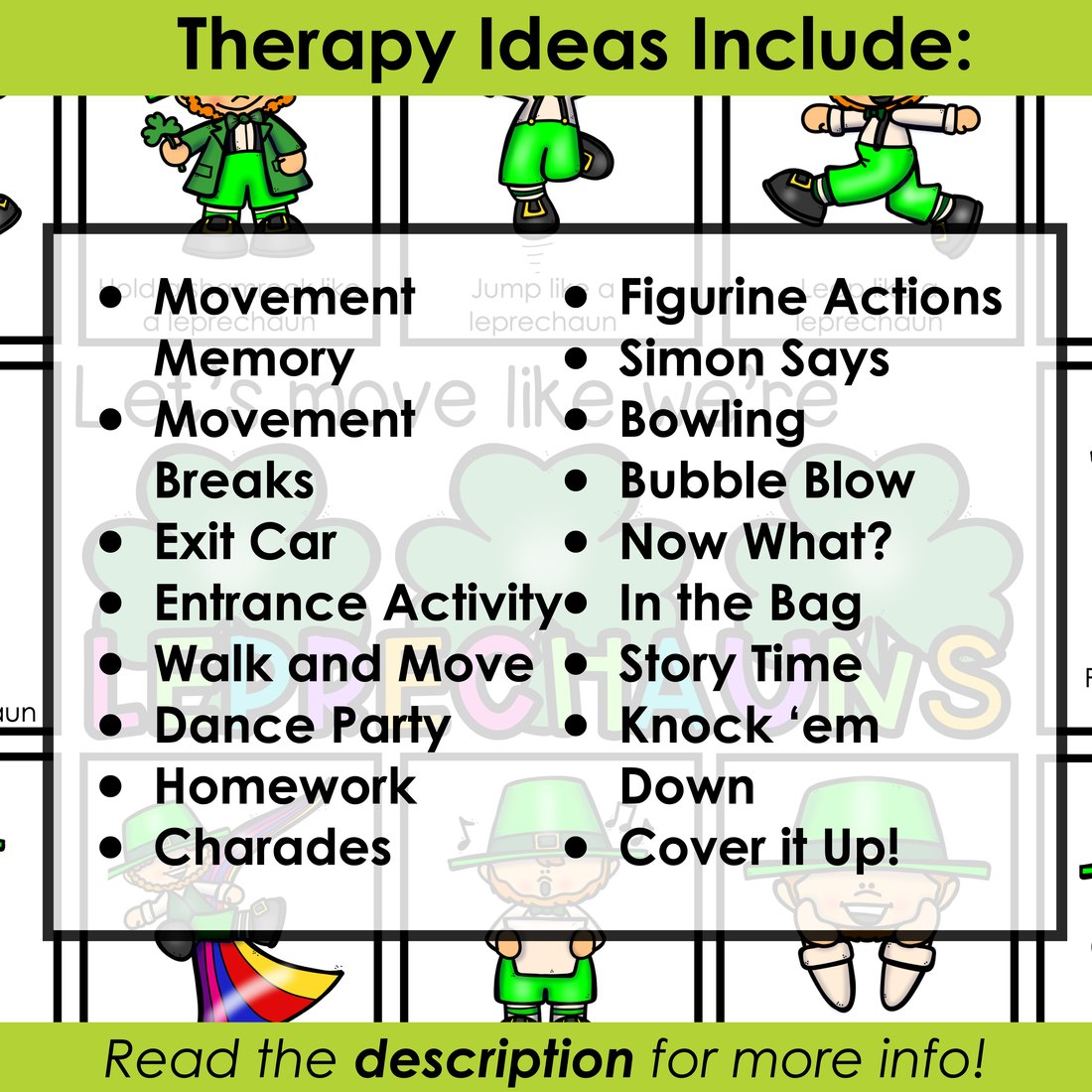 St. Patrick's Day movement cards for speech therapy – image 4