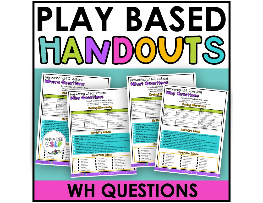 WH Questions Handouts for speech therapy preview page 1