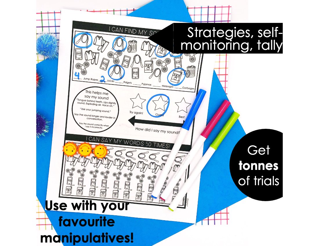 One Page Articulation Carryover Worksheets for speech therapy preview page 3