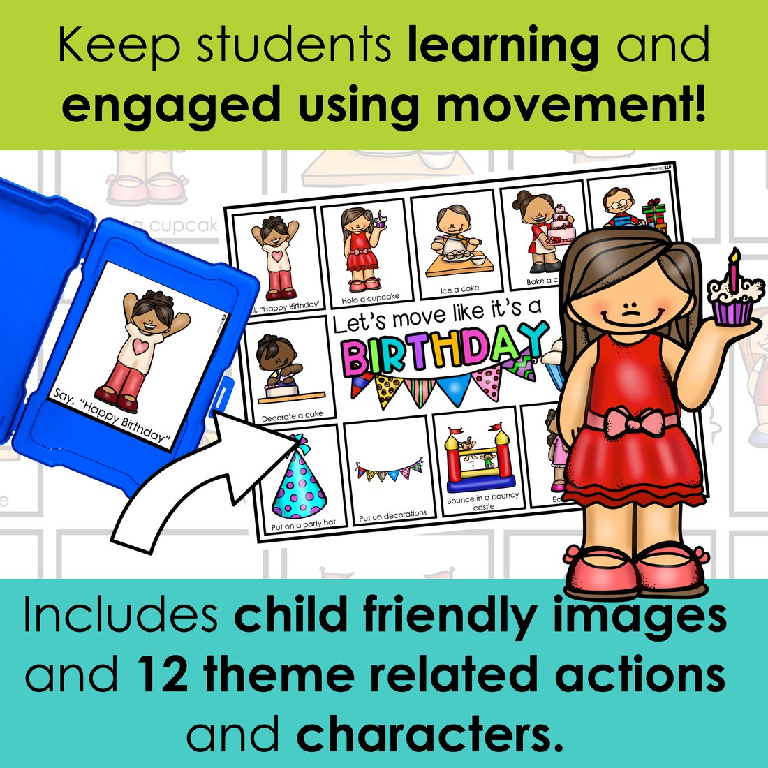 Birthday movement cards for speech therapy – image 3