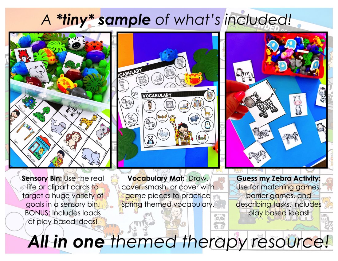 Zoo Activities and Worksheets for speech therapy preview page 6