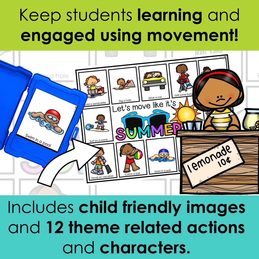 Summer movement cards for speech therapy – image 3