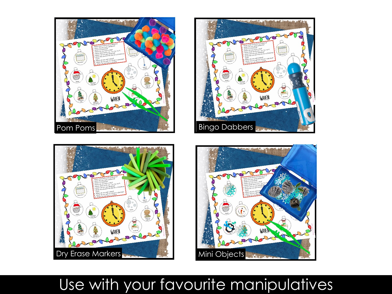 Christmas WH Questions and PlayDough Mats for speech therapy preview page 4