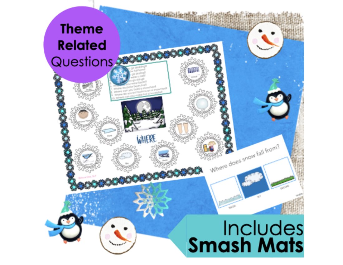 Winter WH Questions and PlayDough Mats for speech therapy preview page 2