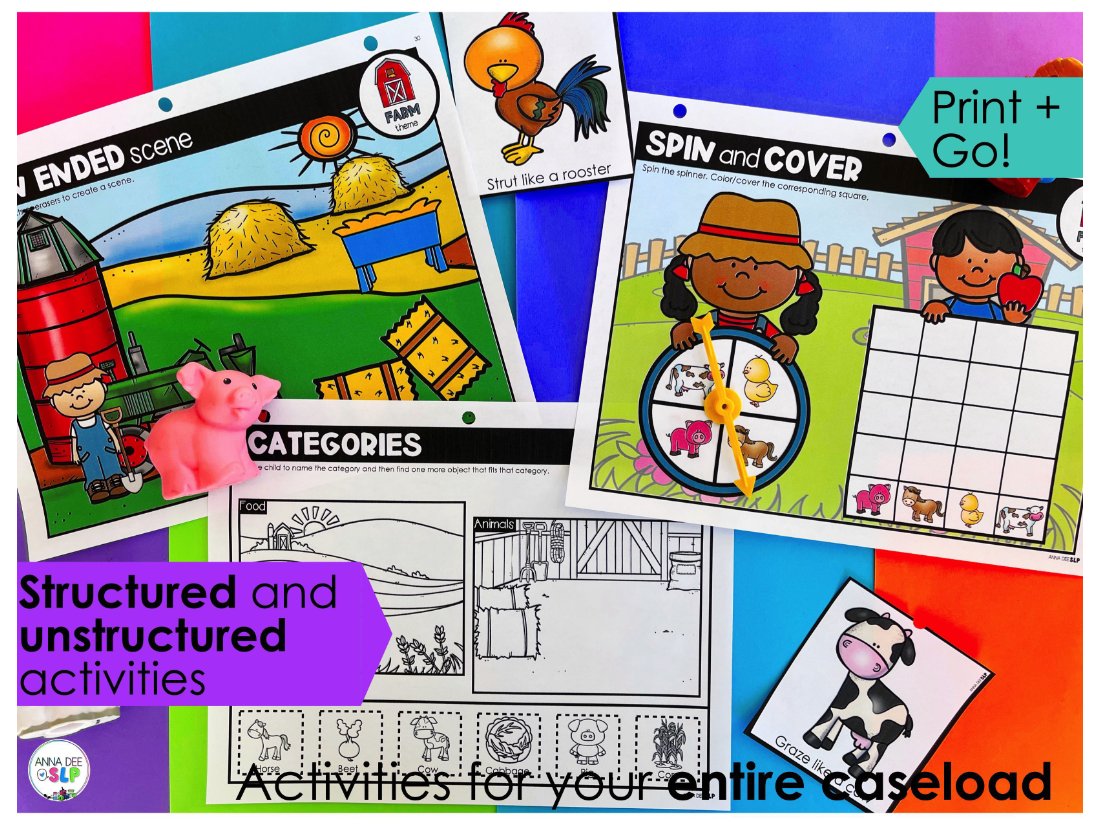 Farm Activities and Worksheets for speech therapy preview page 2