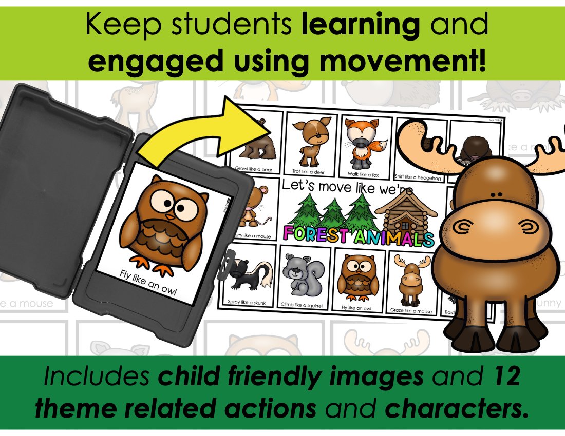 Forest Animals movement cards for speech therapy preview page 3