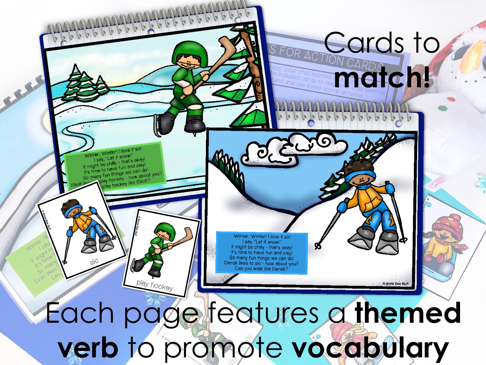 Winter Repetitive Gross Motor Story Book for speech therapy preview page 2