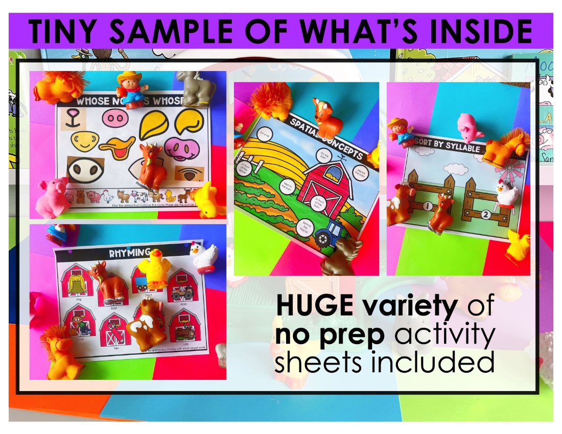 Farm Toy Companion and Activity Sheets for speech therapy preview page 6