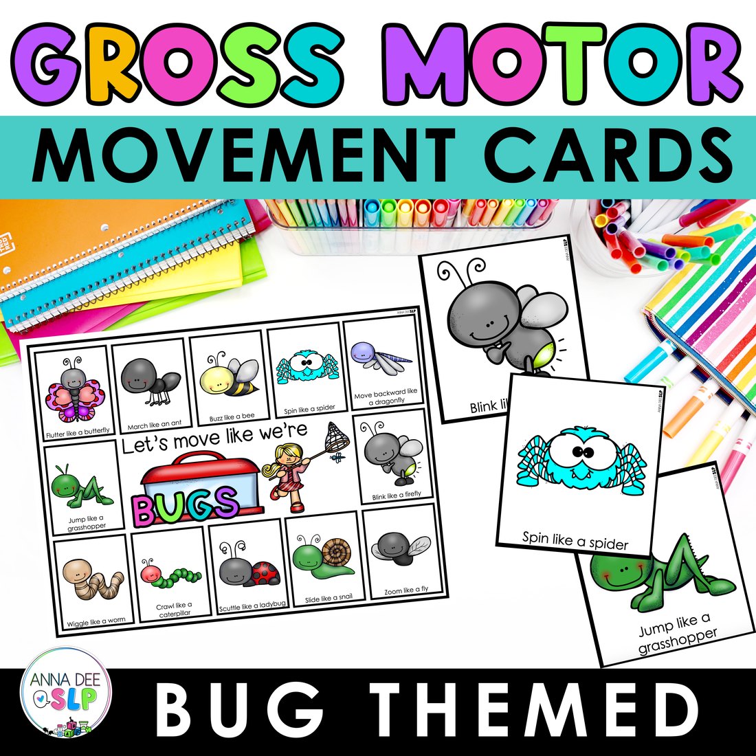 Bugs movement cards for speech therapy