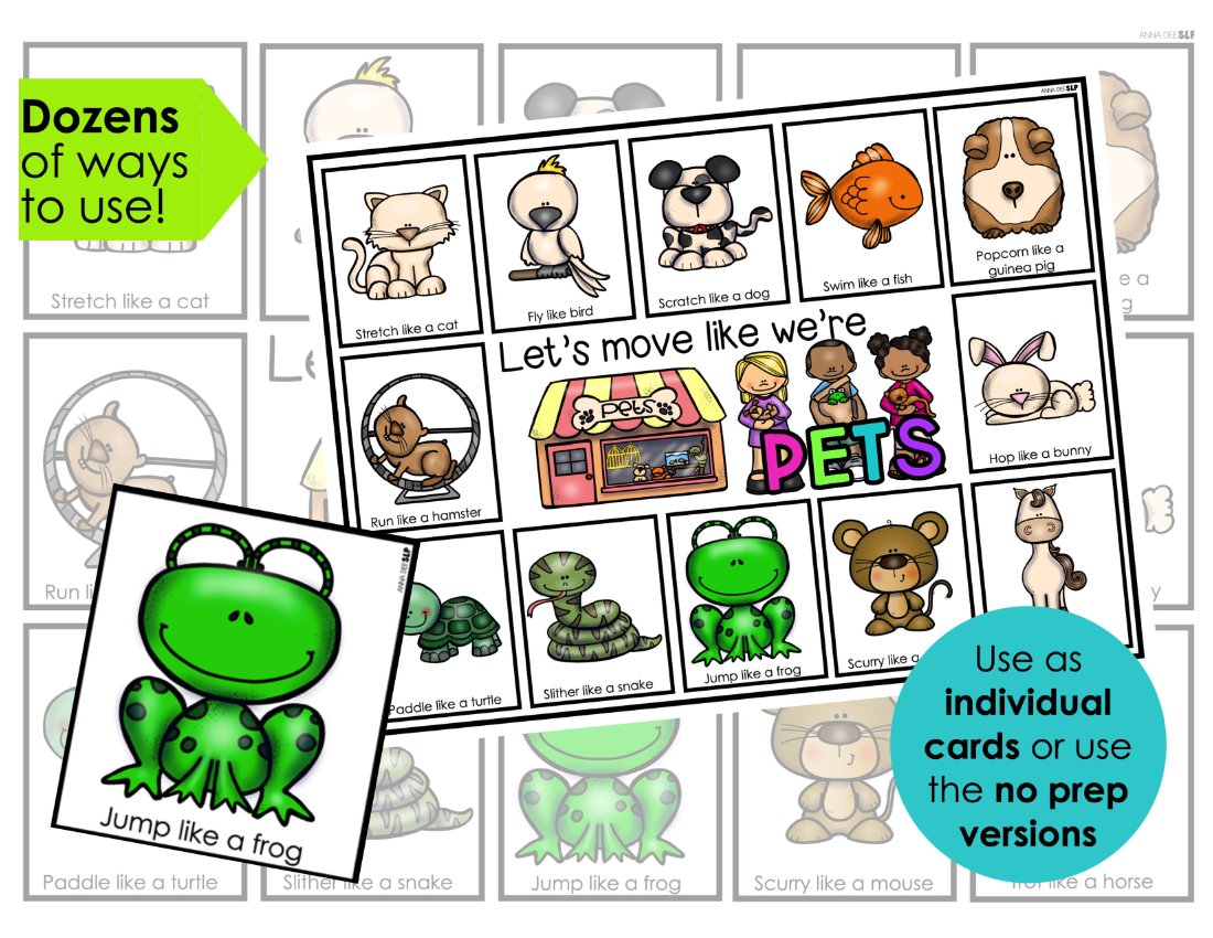 Pet movement cards for speech therapy preview page 2
