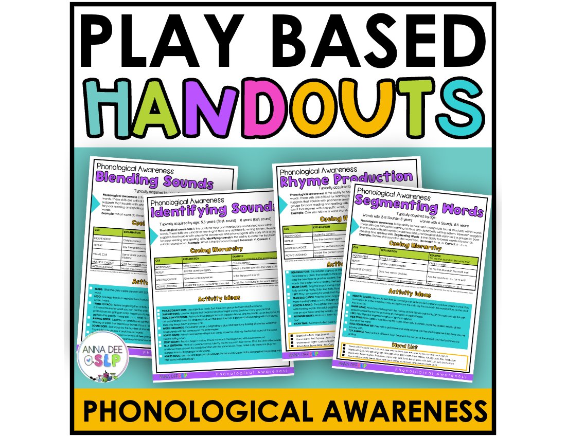 Phonological Awareness Handouts for speech therapy preview page 1