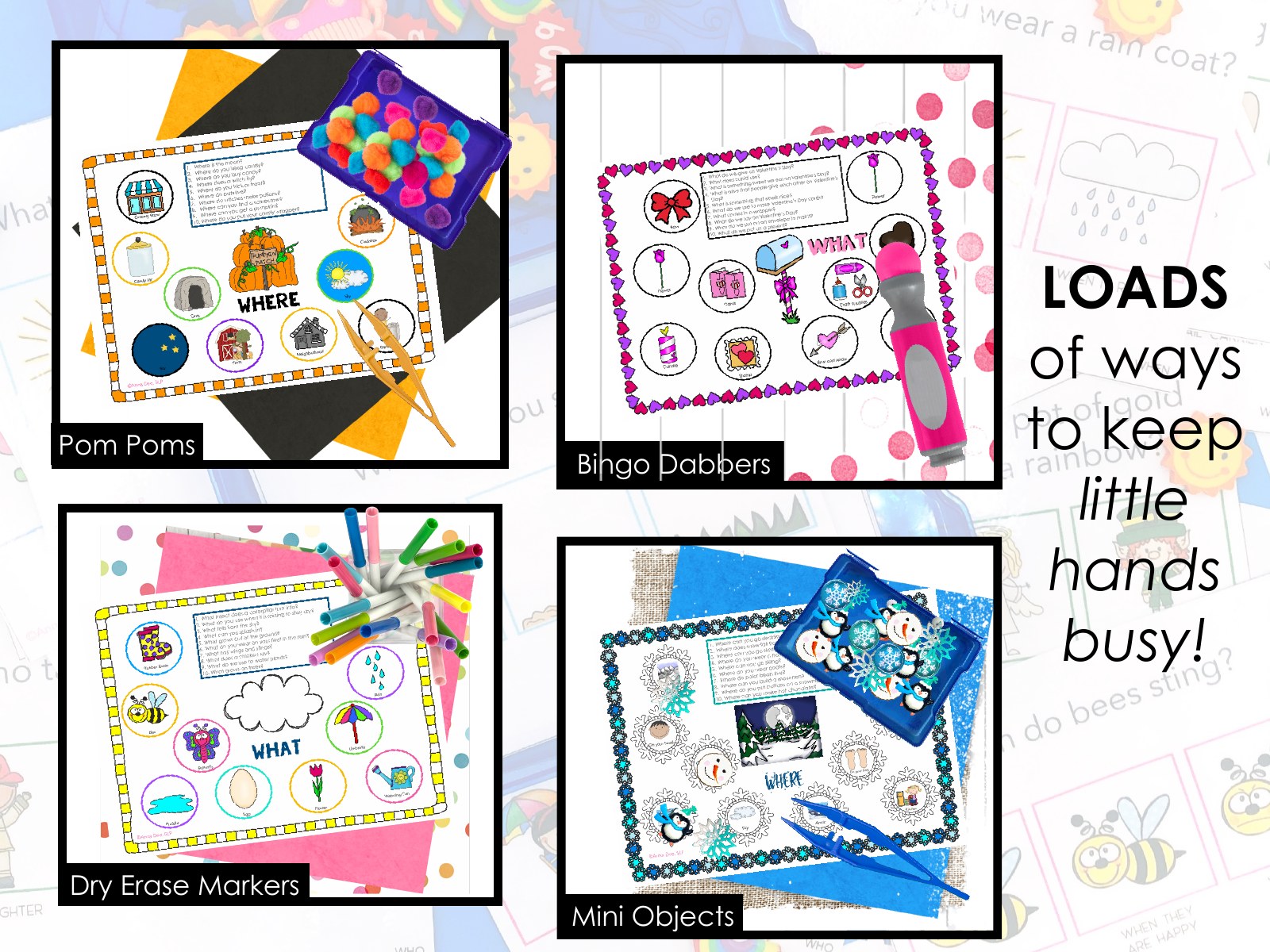 WH Questions and PlayDough Bundle for speech therapy preview page 3