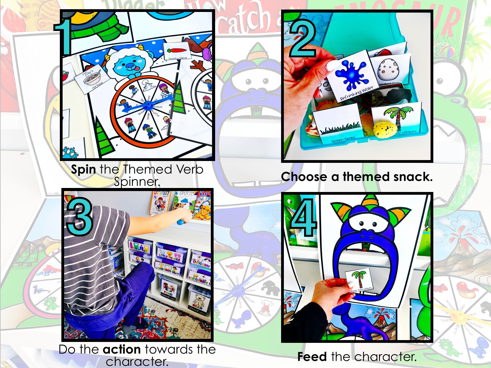 Dinosaur Interactive Feeding Game for speech therapy preview page 2