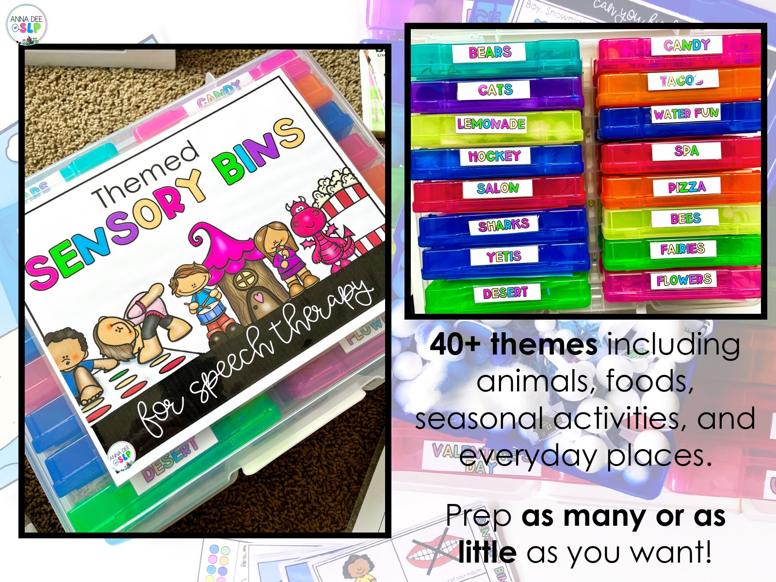 Themed Sensory Bins for speech therapy preview page 2