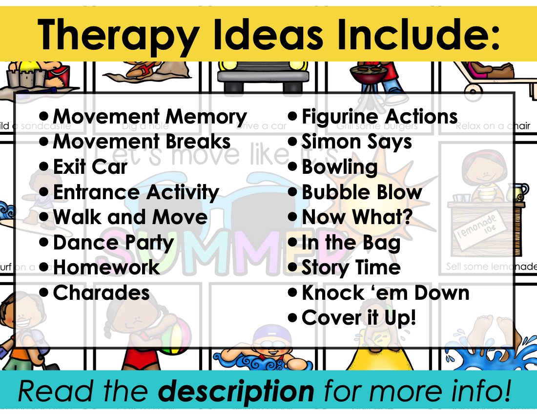 Summer movement cards for speech therapy preview page 4