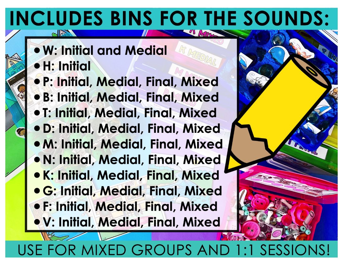 Early Sounds Articulation Sensory Bins for speech therapy preview page 9