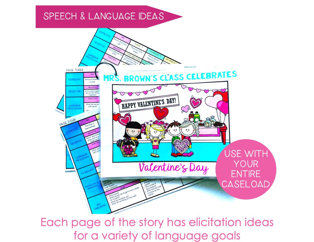 Valentine's Day Interactive Book for speech therapy preview page 3