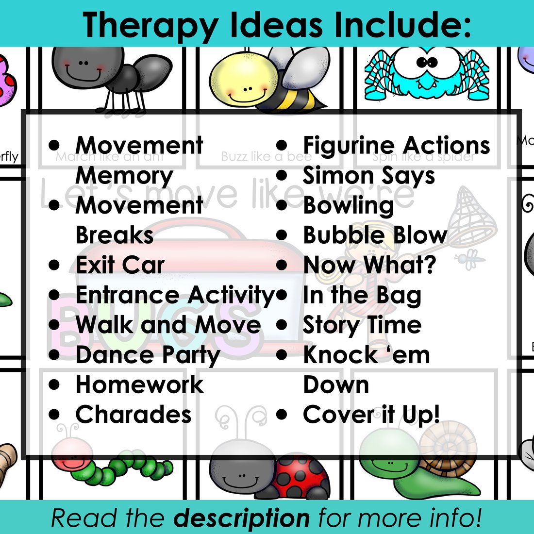 Bugs movement cards for speech therapy – image 4