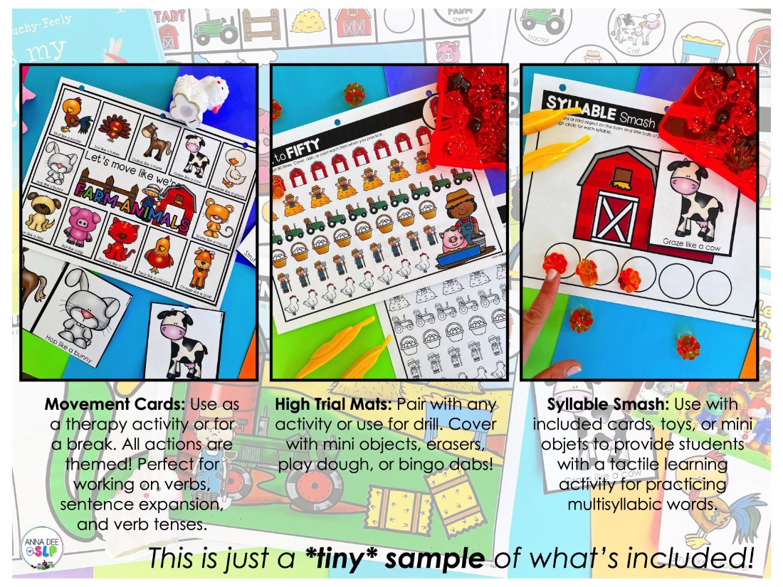 Farm Activities and Worksheets for speech therapy preview page 4