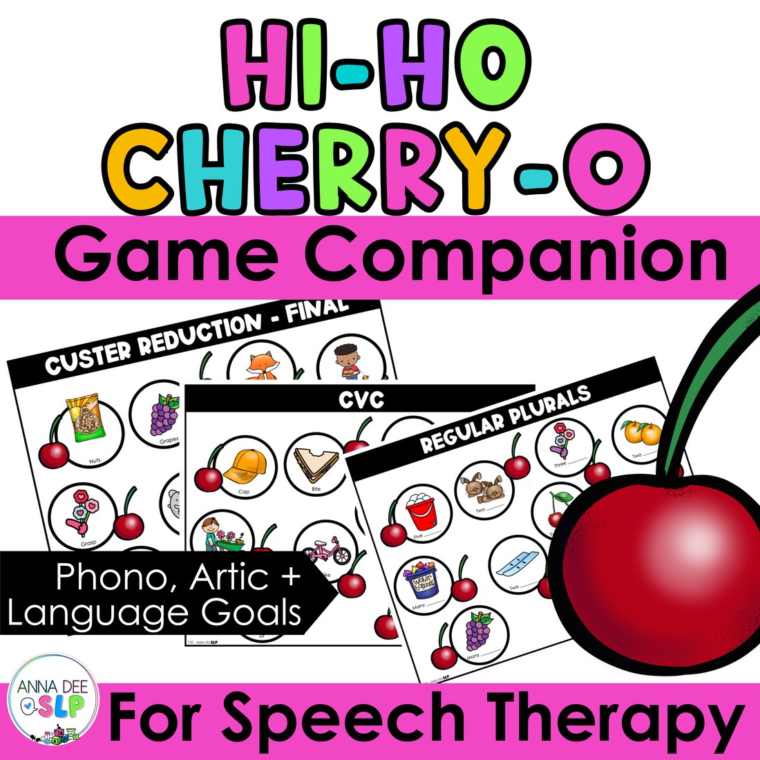 Hi Ho Cherry-O game companion for speech therapy