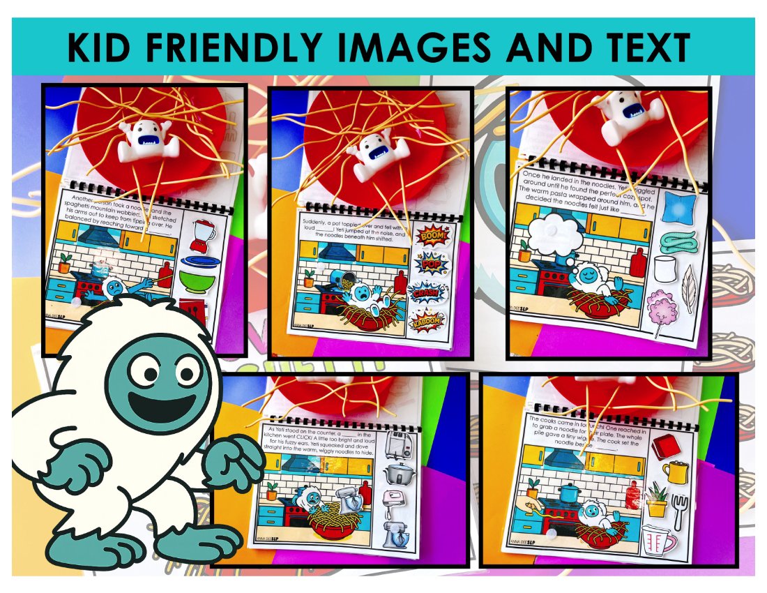 Yeti in my Spaghetti Interactive Story for speech therapy preview page 4