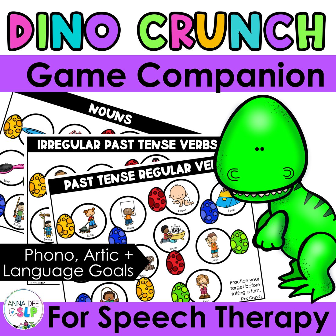 Dino Crunch game companion for speech therapy