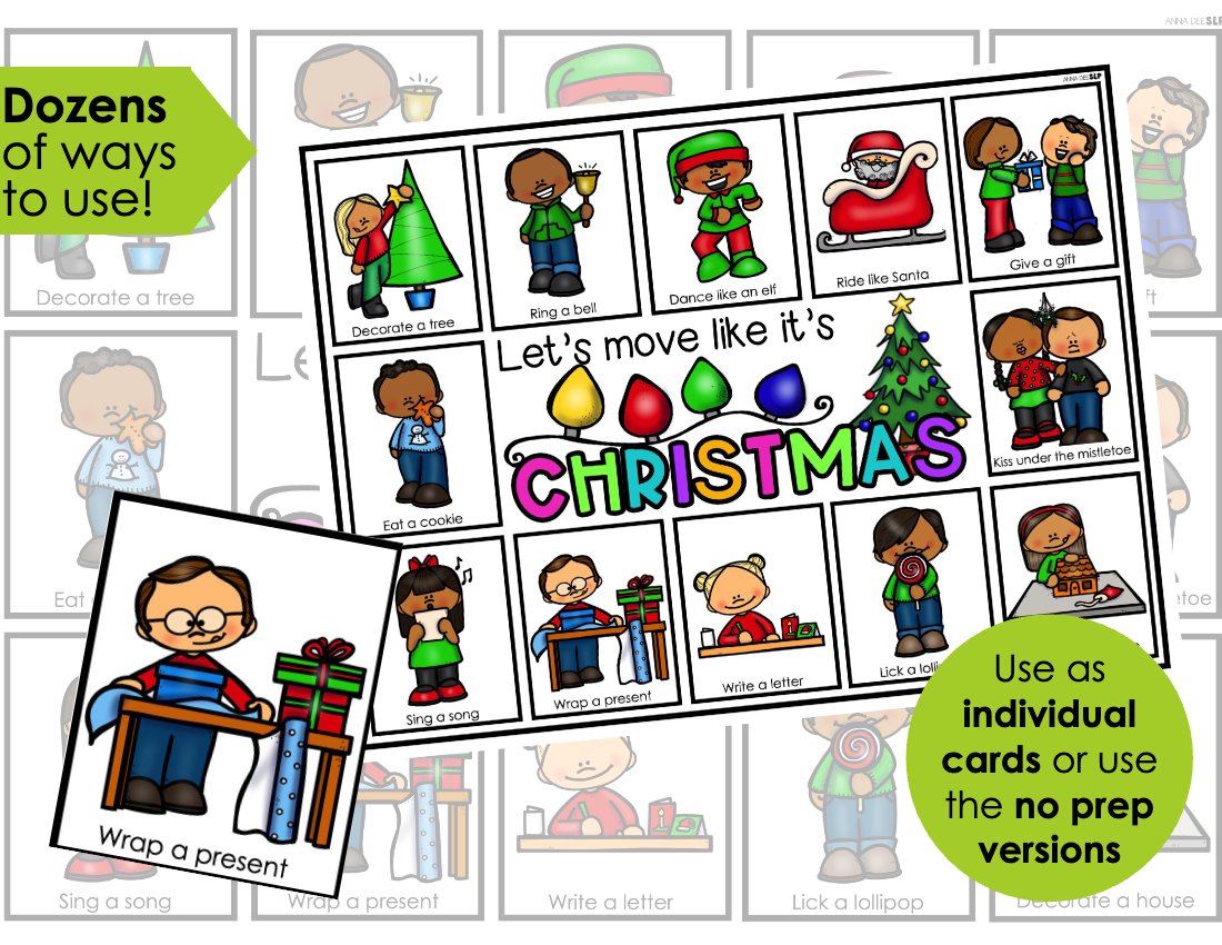 Christmas movement cards for speech therapy preview page 2