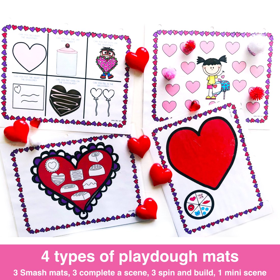 Valentine's Day Play Doh Mats for speech therapy – image 2