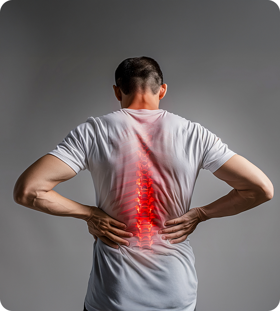 Person holding lower back in pain