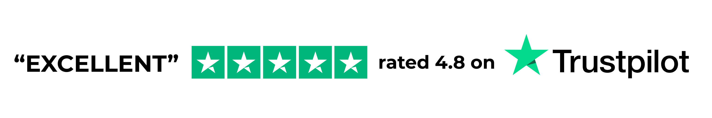 Rated 4.8 Excellent on Trustpilot