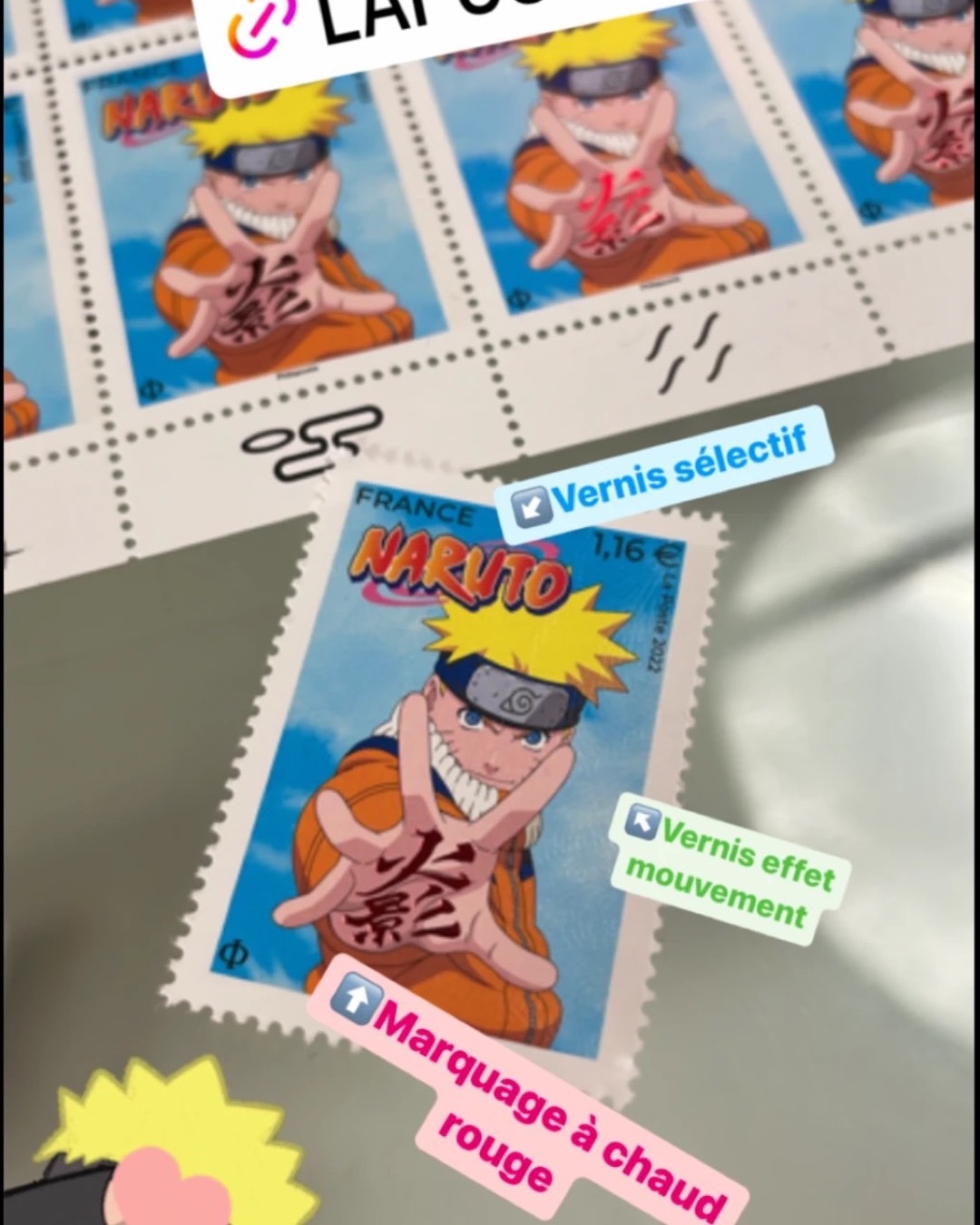 Story Instagram sur les timbres Naruto de La Poste