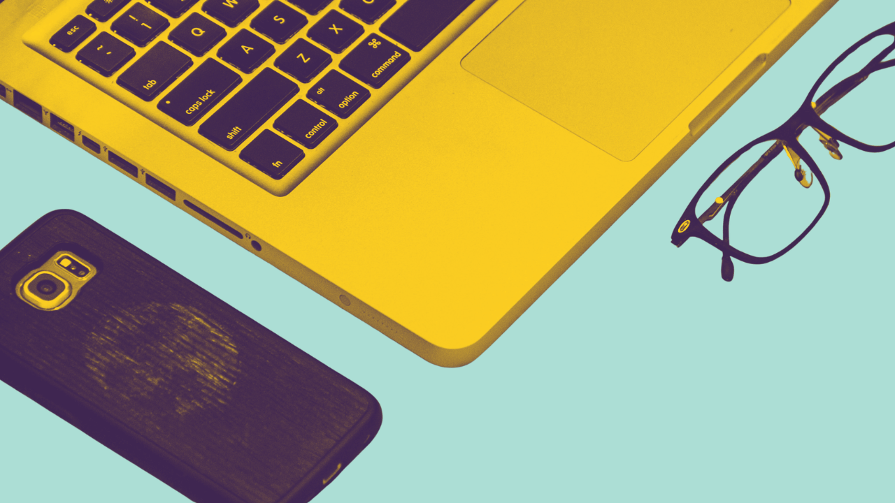 Laptop as this is an online course, glasses represent learning. The phone and Laptop represent mobility, you can take this course in your own time