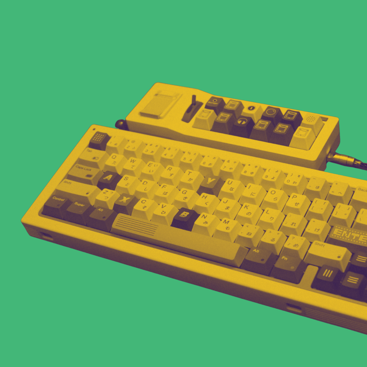 Illustration of a vintage keyboard representing our community where we can share and talk about ideas