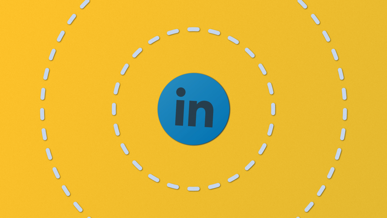 LinkedIn logo with circles around it, like it's zooming in on the real stuff you need to do