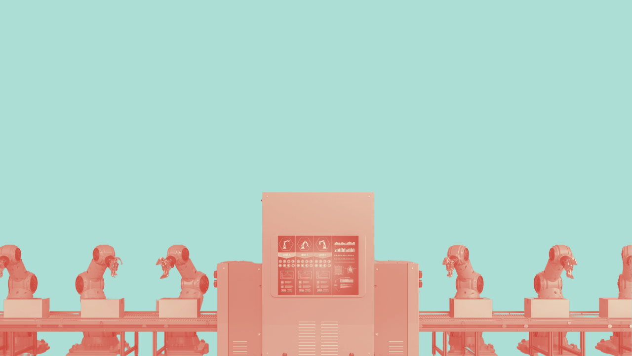 a production line of robots, a sign of productivity