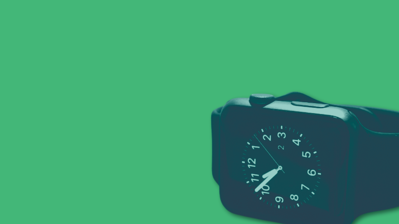 Smartwatch face in green duotone, representing effort and consistency in lead generation