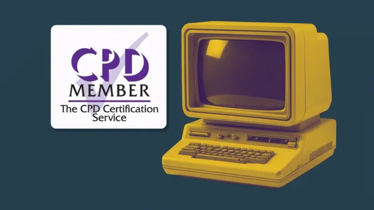 computer with a CPD member stamp