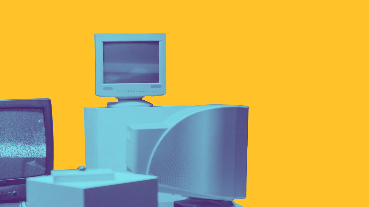 a CRT screen as a visual metaphor for the article's core idea: seeing through the marketing veil. A glowing CRT screen feels like a window into the old-school world of deliberate, human-crafted messaging