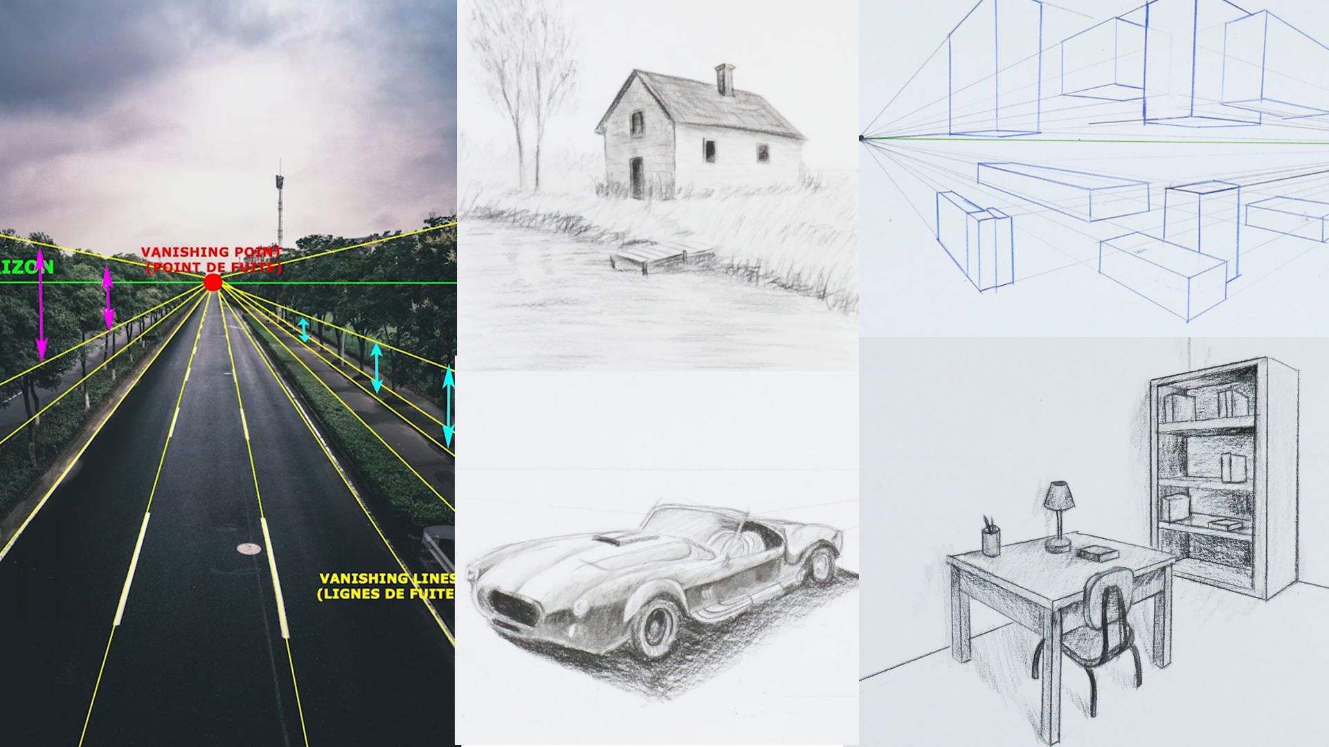 Cours de dessin en perspective à un point de fuite
