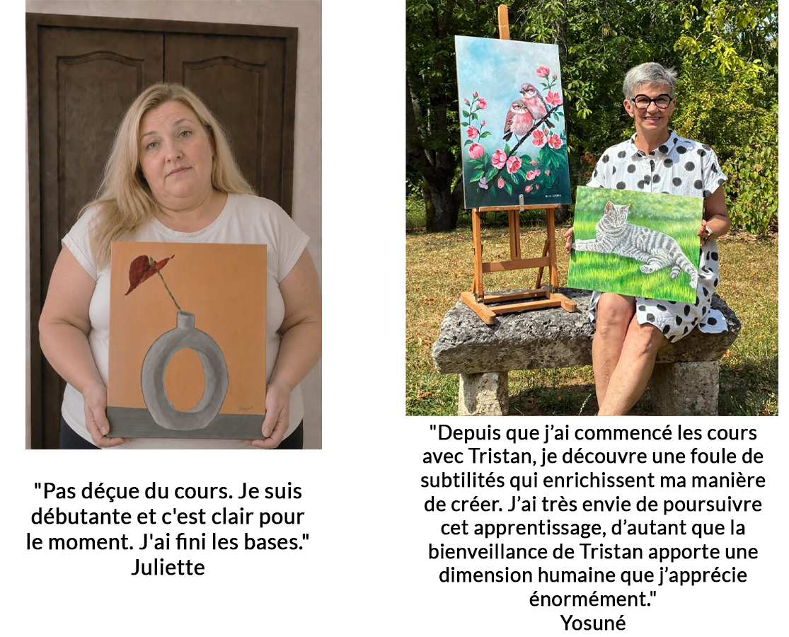 Juliette partage son œuvre réalisée grâce à un accompagnement pas à pas.