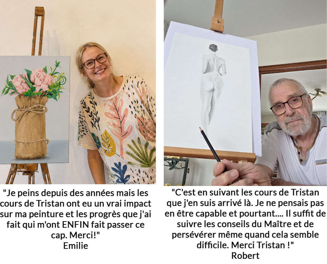 Robert montre sa création réalisée étape par étape pendant la formation.