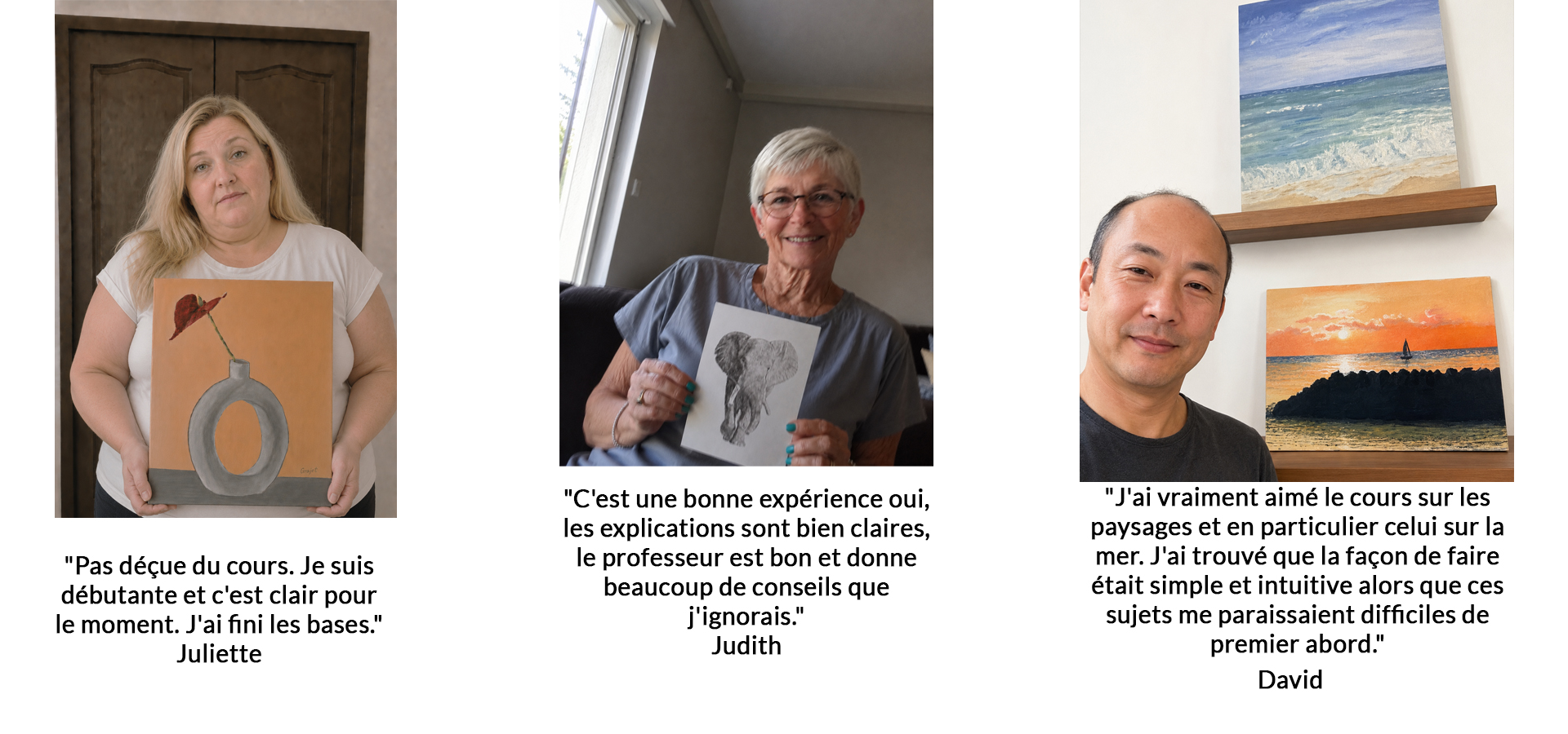 David partage le résultat obtenu après avoir suivi les cours de dessin et peinture en ligne.