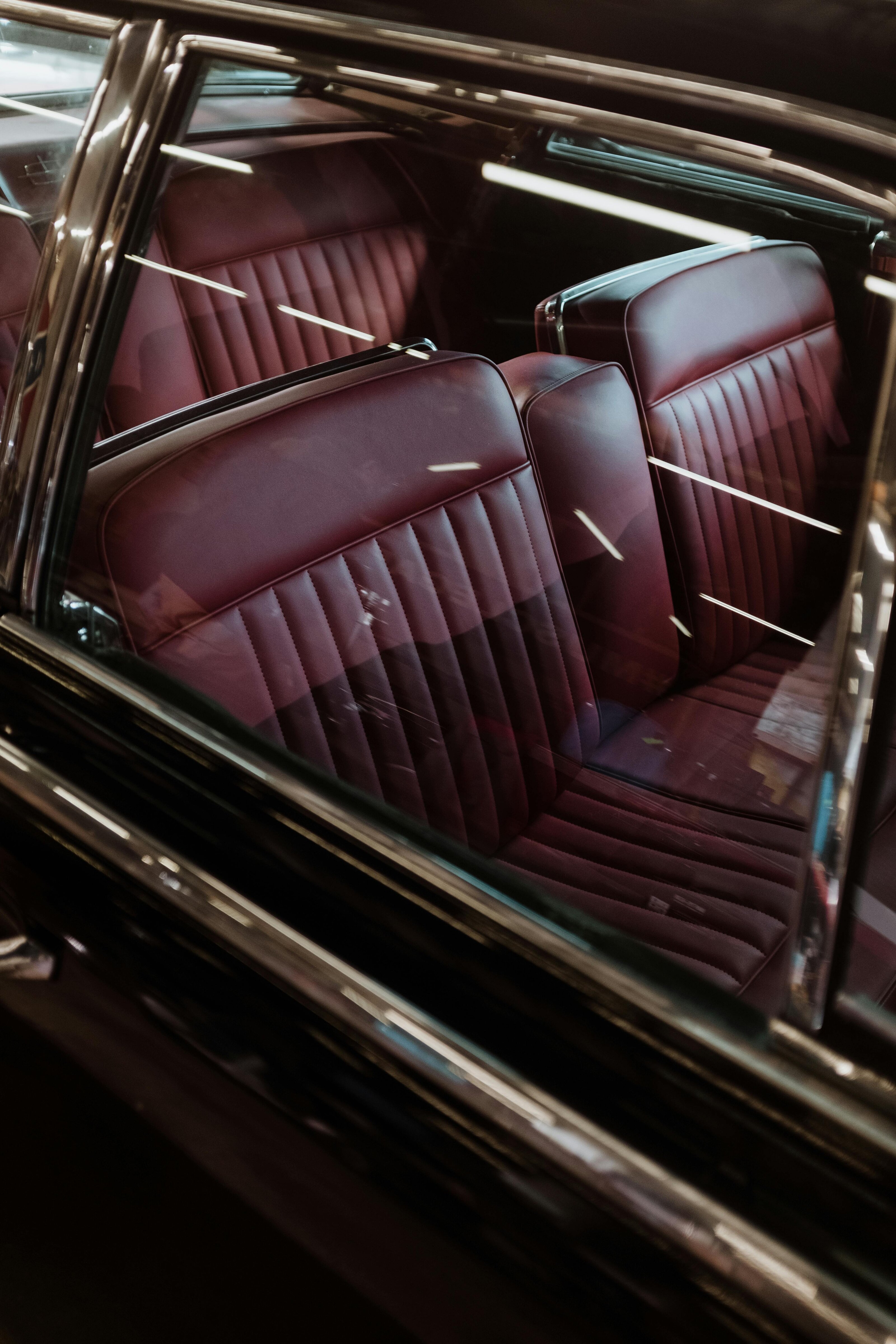 Burgundy leather car seats
