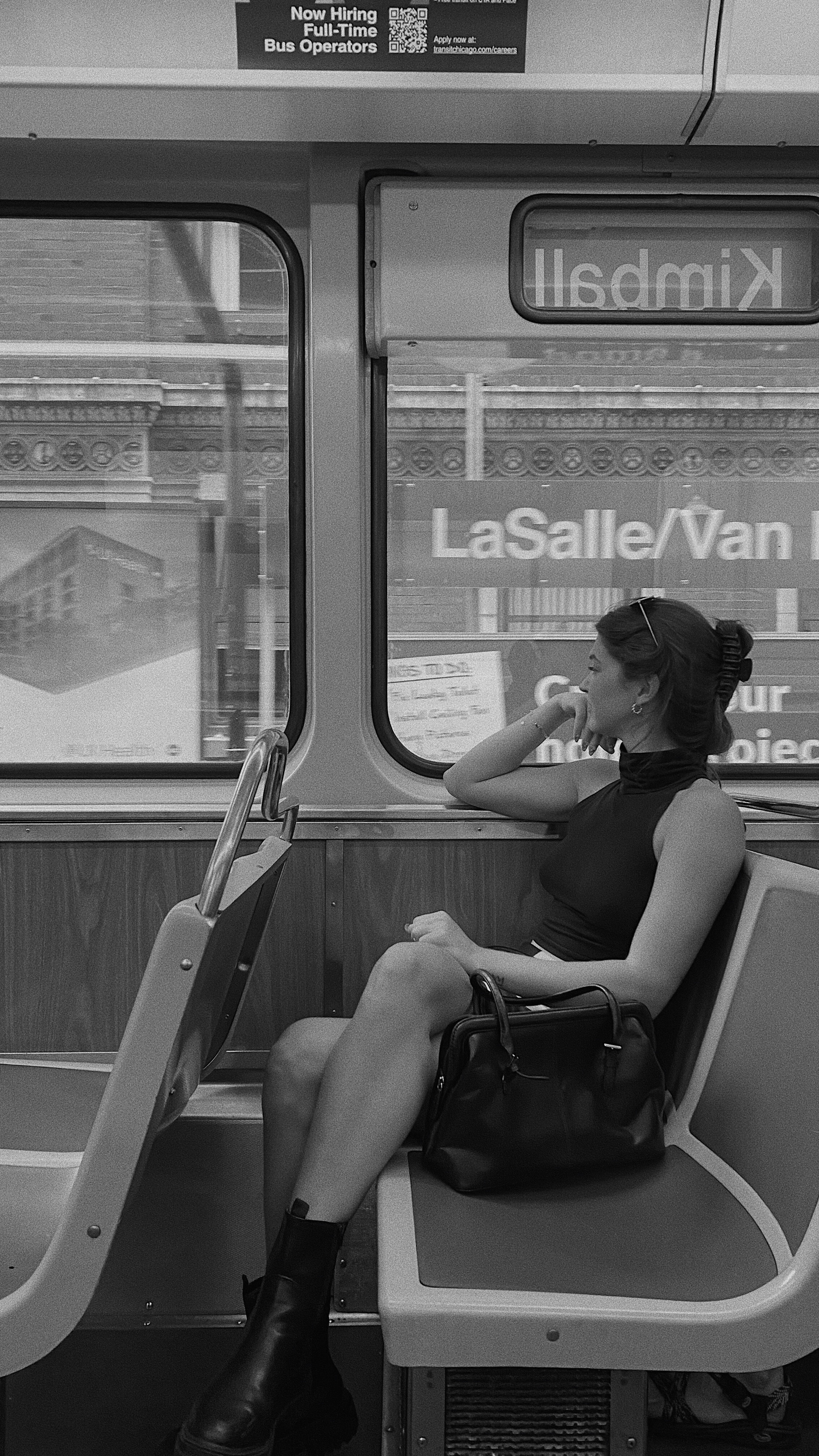Woman on a city train
