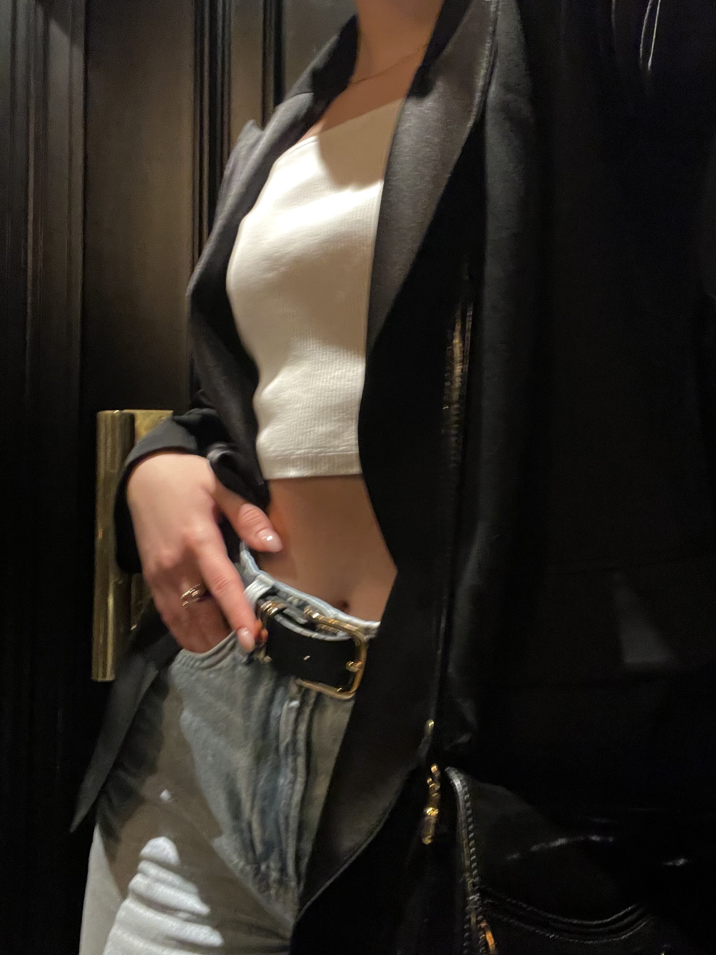 Black blazer and jeans