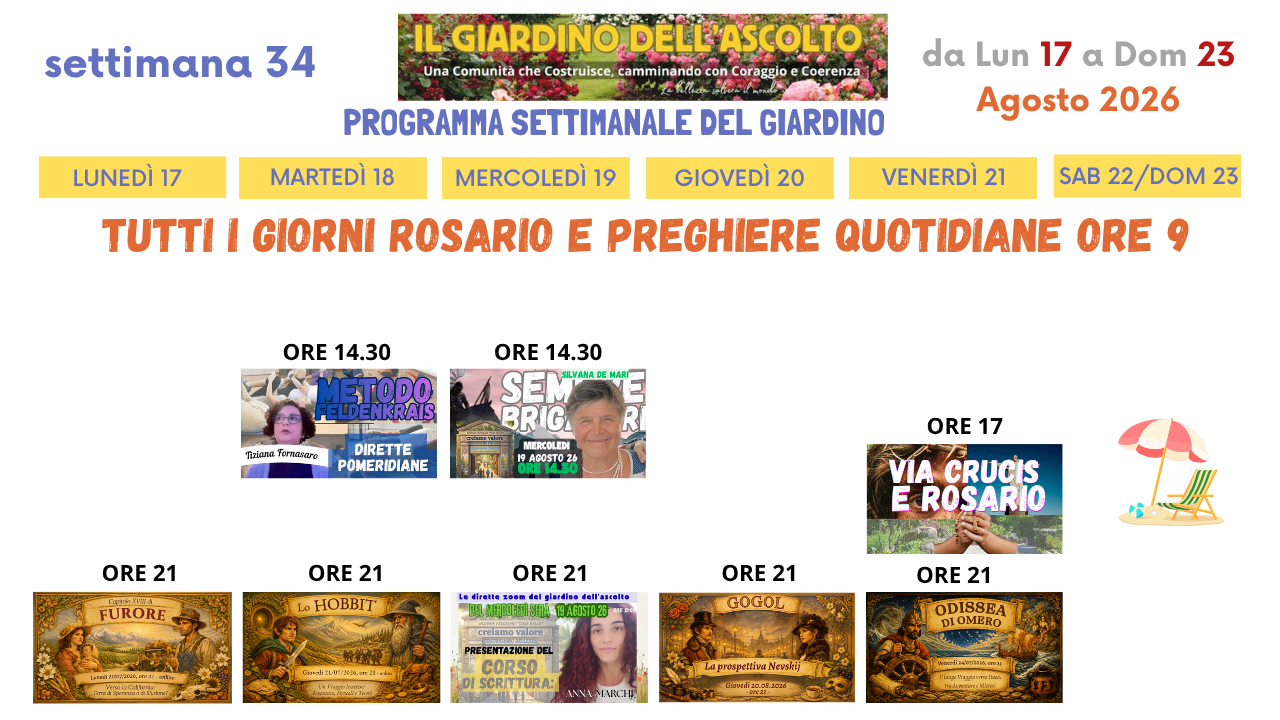 CLICCA SUL PROGRAMMA PER ACCEDERE ALLE DIRETTE SETTIMANALI